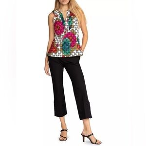 Trina Turk Barrier Mixed Print Cotton Sleeveless Top Size 14